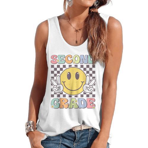 Second Grade Teachers Boys Girls Smile Face 2nd Grade Team Flowy Tank - teacherstshirts.com UK