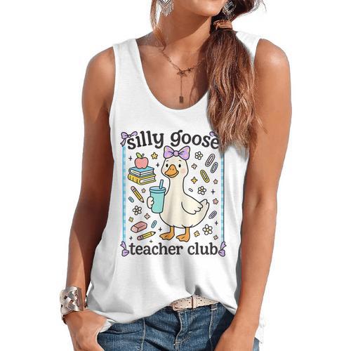Silly Goose Teacher Club Silly Goose For Teacher Flowy Tank - teacherstshirts.com DE