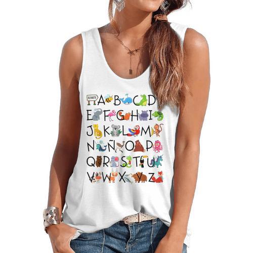 SPANISH ALPHABET MAESTRA SPANISH TEACHER Flowy Tank - teacherstshirts.com AU