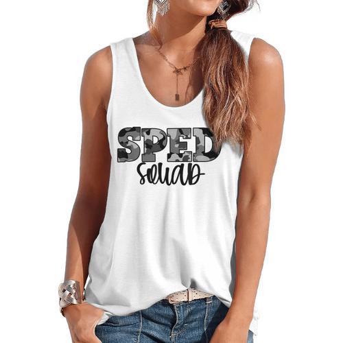 Special Education Squad Camo SPED Teacher Flowy Tank - teacherstshirts.com