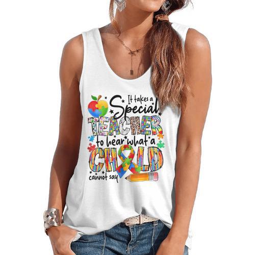 It Takes A Special Teacher To Hear What A Child Cannot Say Flowy Tank - teacherstshirts.com AU