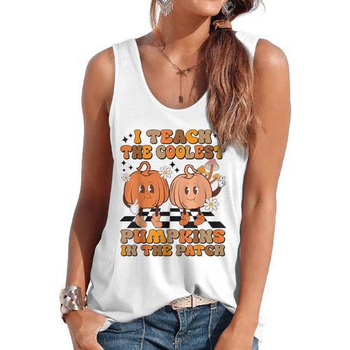 I Teach The Coolest Pumpkins In The Patch Teacher Halloween Flowy Tank - teacherstshirts.com