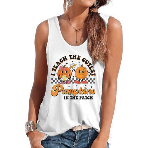 I Teach The Cutest Pumpkins In The Patch Halloween Teacher For Men Women Kids Flowy Tank - teacherstshirts.com UK