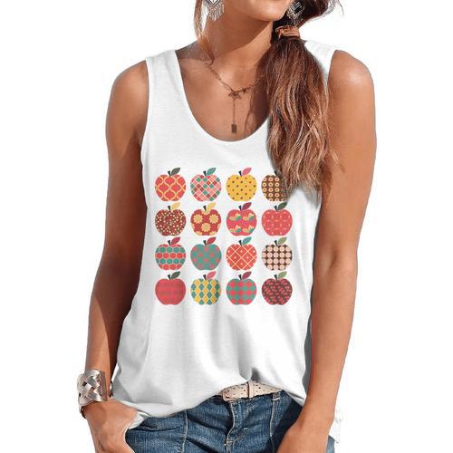 Teacher Apple Back To School Art For School Supplies Flowy Tank - teacherstshirts.com AU