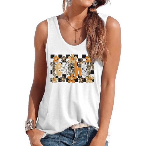 Teacher Appreciation Boho Floral Leopard Checkered Flowy Tank - teacherstshirts.com