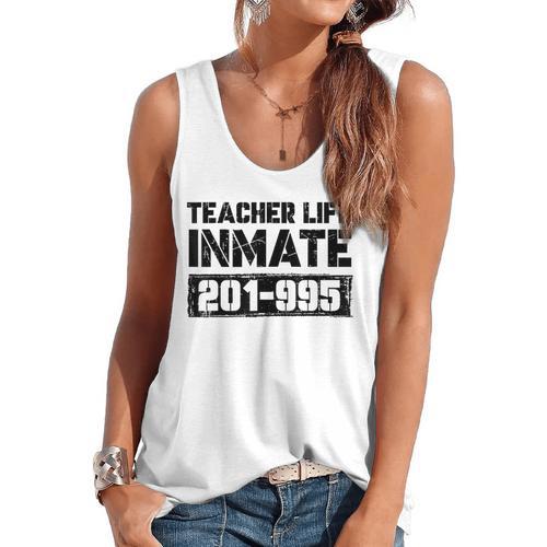 Teacher Life Jail Inmate Prisoner Halloween Costume Flowy Tank - teacherstshirts.com AU