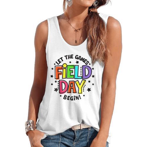 Teacher Student Field Day Let The Games Begin Field Day Flowy Tank - teacherstshirts.com DE