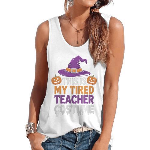 This Is My Tired Teacher Costume Halloween Premium Tri-Blend Flowy Tank - teacherstshirts.com UK