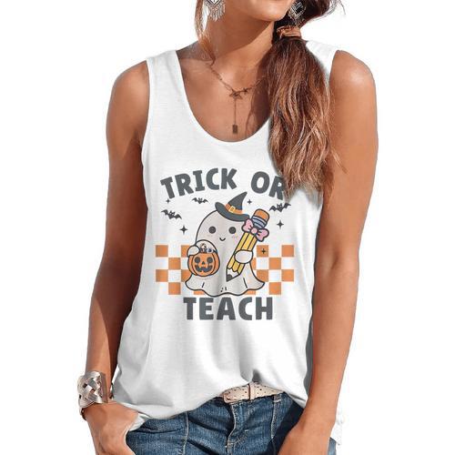 Trick Or Teach Teacher Flowy Tank - teacherstshirts.com