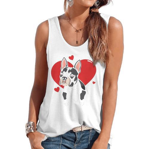 Valentine's Day Boston Terrier Heart Flowy Tank - Bostonterriersmerch.com