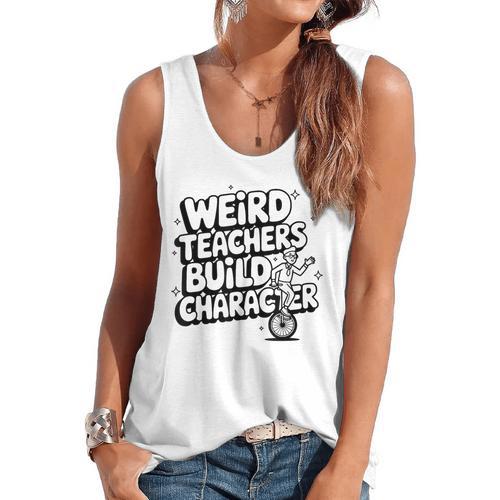 Weird Teachers Build Character School Pun Flowy Tank - teacherstshirts.com