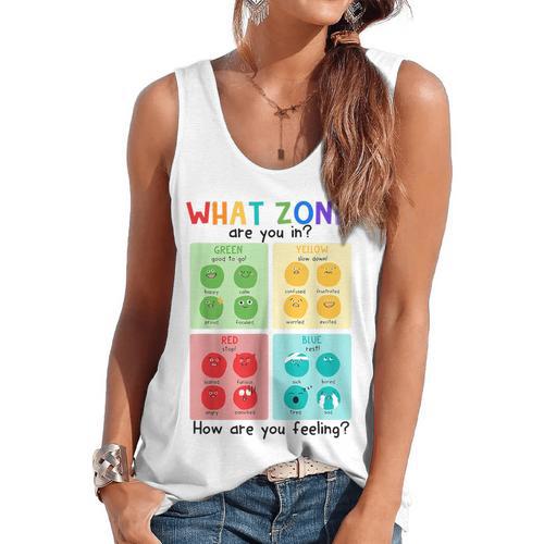 What Zone Are You In How Are You Feeling Teacher Flowy Tank - teacherstshirts.com AU