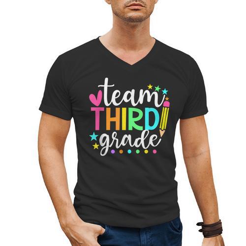 3rd Grade Team Pencil Teacher Student Back To School Girls Men's V-Neck T-Shirt - teacherstshirts.com