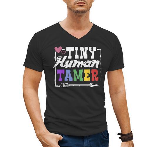 4 Teachers Or Parents Tiny Human Tamer Tee T-Shirt Men's V-Neck T-Shirt - teacherstshirts.com AU