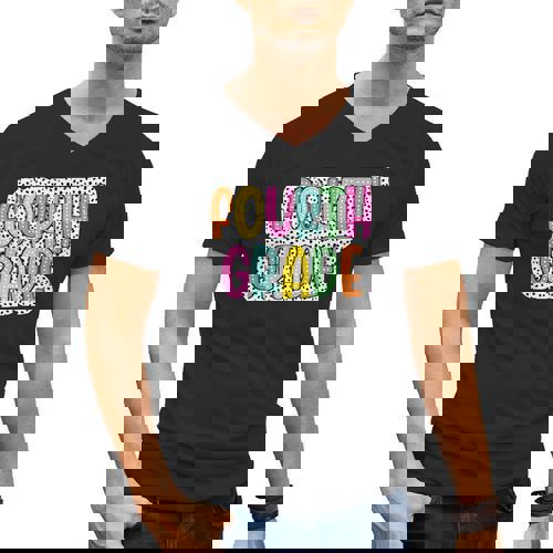 4th Grade Back To School Dalmatian Dots Teacher Student Men&#x27;s V-Neck T-Shirt - teacherstshirts.com