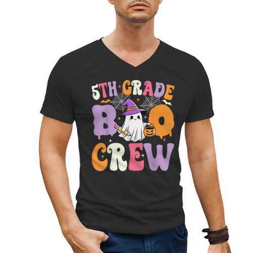 5th Grade Boo Crew Spooky Fifth Grade Halloween Teacher Men's V-Neck T-Shirt - teacherstshirts.com UK