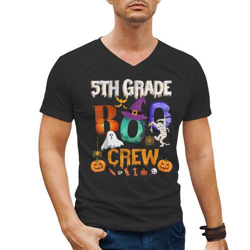 5th Grade Boo Crew Teacher Student Halloween Costume For Men Women Kids Men's V-Neck T-Shirt - teacherstshirts.com UK