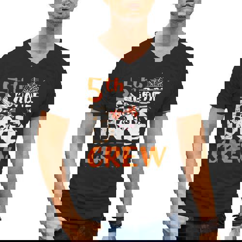 5th Grade Boo Crew Teachers Students Ghost Halloween Men&#x27;s V-Neck T-Shirt - teacherstshirts.com