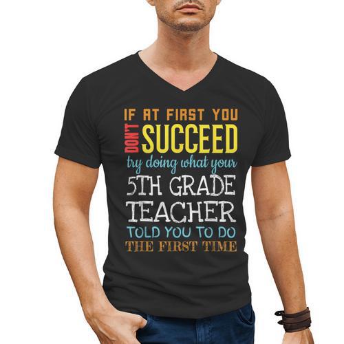 5th Grade Teacher Appreciation Men's V-Neck T-Shirt - teacherstshirts.com CA