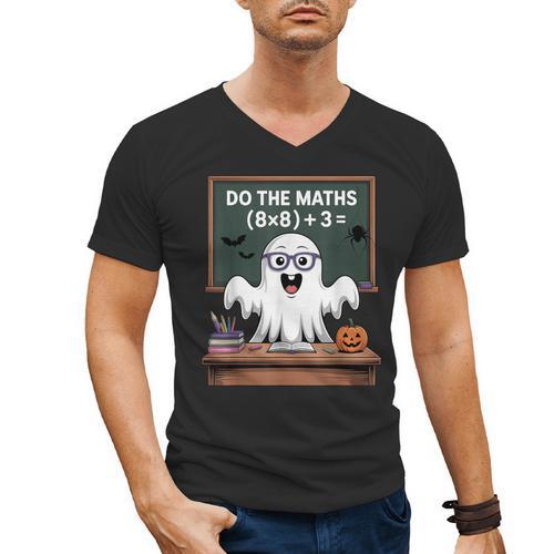 67 Teacher Halloween Ghost Six Seven Meme Do The Maths Men's V-Neck T-Shirt - teacherstshirts.com UK