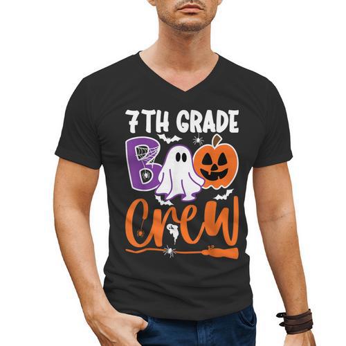 7th Grade Boo Crew Teacher Student Halloween Costume Men's V-Neck T-Shirt - teacherstshirts.com