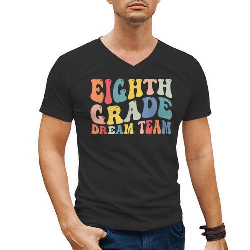 8th Grade Dream Team Teachers Boys Kids Retro Back To School Men's V-Neck T-Shirt - teacherstshirts.com DE