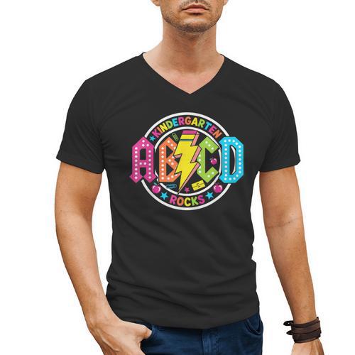 ABCD Kindergarten Rocks Back To School Teachers Students Men's V-Neck T-Shirt - teacherstshirts.com AU