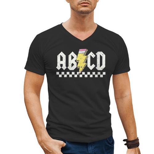 ABCD Teacher Men's V-Neck T-Shirt - teacherstshirts.com