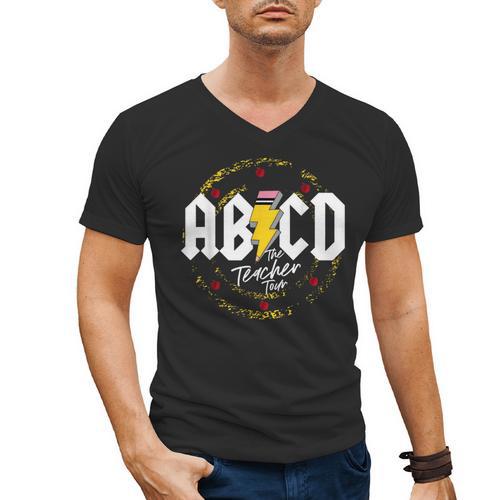 ABCD The Teacher Tour Last Day Of School Rockin' Teacher Men's V-Neck T-Shirt - teacherstshirts.com UK