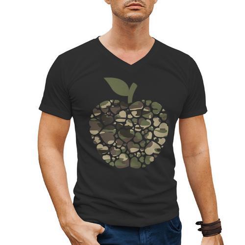 Apple Hearts Teacher Camouflage Clothing School Camo Apple For Men Women Girls Kids Men's V-Neck T-Shirt - teacherstshirts.com AU