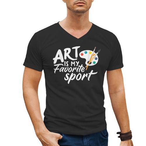 Art Is My Favorite Sport Artist Art Lover Teacher Men's V-Neck T-Shirt - teacherstshirts.com UK