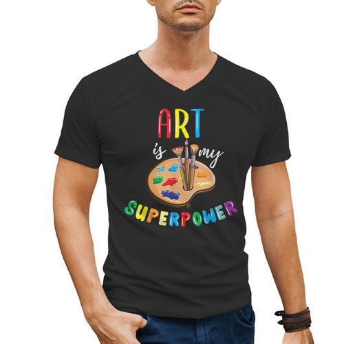 Art Is My Superpower Art Teacher Men's V-Neck T-Shirt - teacherstshirts.com DE