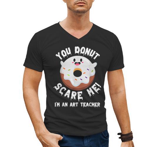 Art Teacher Halloween Donut Lover Costume Kawaii Monster Men's V-Neck T-Shirt - teacherstshirts.com AU