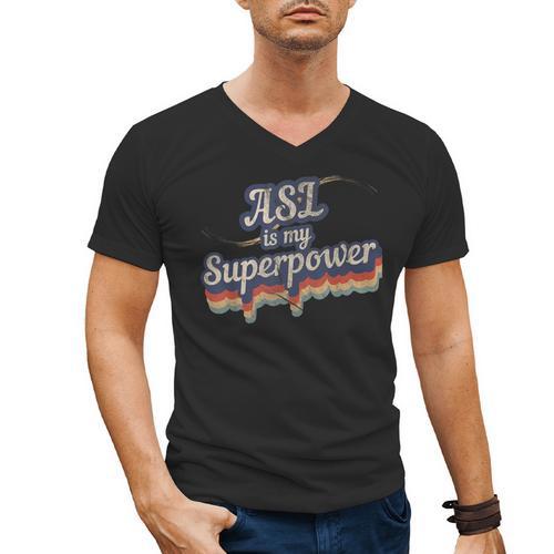 ASL Is My Superpower ASL Teacher Shirt T-Shirt Men's V-Neck T-Shirt - teacherstshirts.com DE