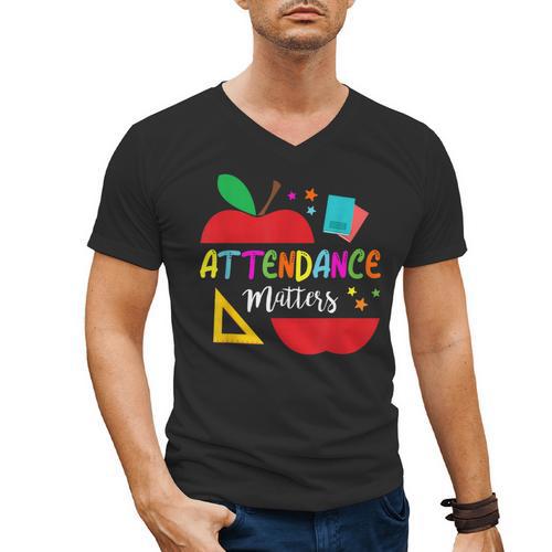 Attendance Matters Teacher Apple For Back To School Men's V-Neck T-Shirt - teacherstshirts.com AU