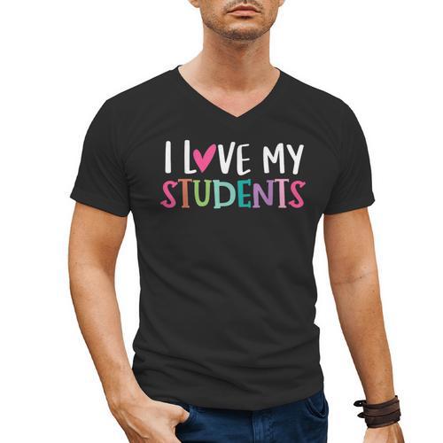 Back To School I Love My Students Teachers Women Boys Girls Men's V-Neck T-Shirt - teacherstshirts.com DE