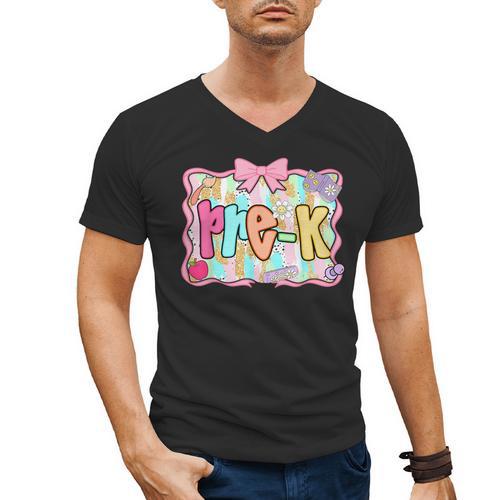Back To School Pre-K Preppy Teacher Girl Men's V-Neck T-Shirt - teacherstshirts.com AU