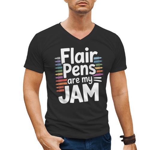 Back To School Teacher Flair Pens Are My Jam Men's V-Neck T-Shirt - teacherstshirts.com UK