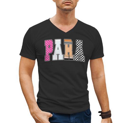 Back To School Teacher Para Preppy Checkered Para Life Men's V-Neck T-Shirt - teacherstshirts.com DE