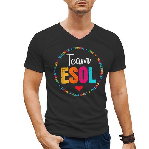 Back To School Teachers Crew Students Team ESOL Teacher Men's V-Neck T-Shirt - teacherstshirts.com DE