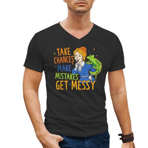 Beauty Teacher Take Chances Make Mistakes Get Messy Men's V-Neck T-Shirt - teacherstshirts.com AU