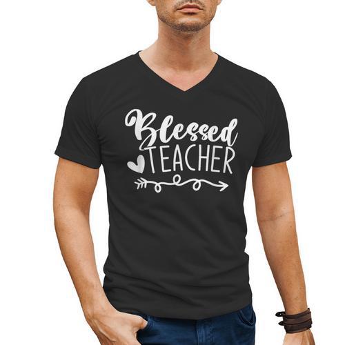 Blessed Teacher For Men Women Kids Men's V-Neck T-Shirt - teacherstshirts.com
