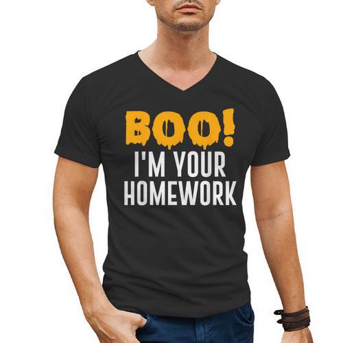 Boo I'm Your Homework Halloween Teacher Costume Men's V-Neck T-Shirt - teacherstshirts.com DE
