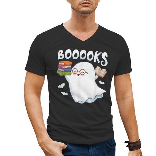 Books Halloween Librarian Teacher Reader Reading Book Lover Men's V-Neck T-Shirt - teacherstshirts.com AU