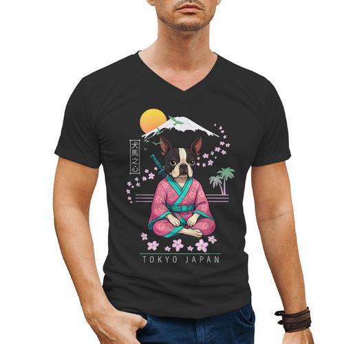 Boston Terrier Boston Bull Terrier Men's V-Neck T-Shirt - Bostonterriersmerch.com