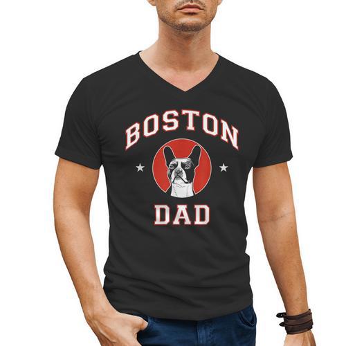 Boston Terrier Dad Dog Father For Men Women Kids Men's V-Neck T-Shirt - Bostonterriersmerch.com