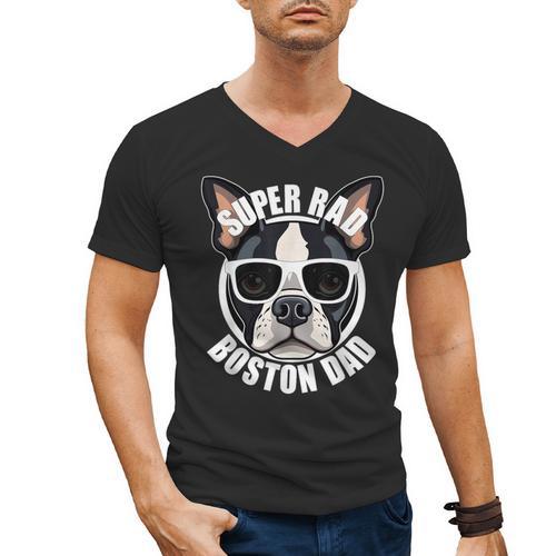 Boston Terrier Dad Father’s Day Dog Dad Men’s Men's V-Neck T-Shirt - Bostonterriersmerch.com