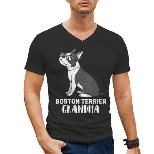 Boston Terrier Dog Owner Grandma Men's V-Neck T-Shirt - Bostonterriersmerch.com