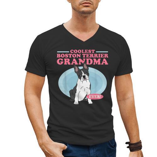 Boston Terrier Grandma Bostie Dog Owner Boston Terrier Men Women Men's V-Neck T-Shirt - Bostonterriersmerch.com