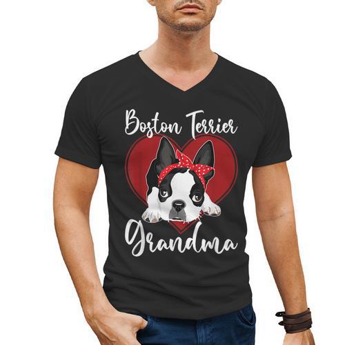 Boston Terrier Grandma Dog Owner Boston Terrier For Men Women Men's V-Neck T-Shirt - Bostonterriersmerch.com UK